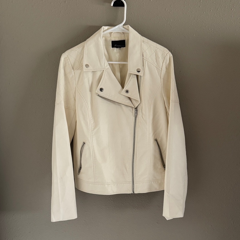 Forever 21 Cream Faux Leather Jacket for Women